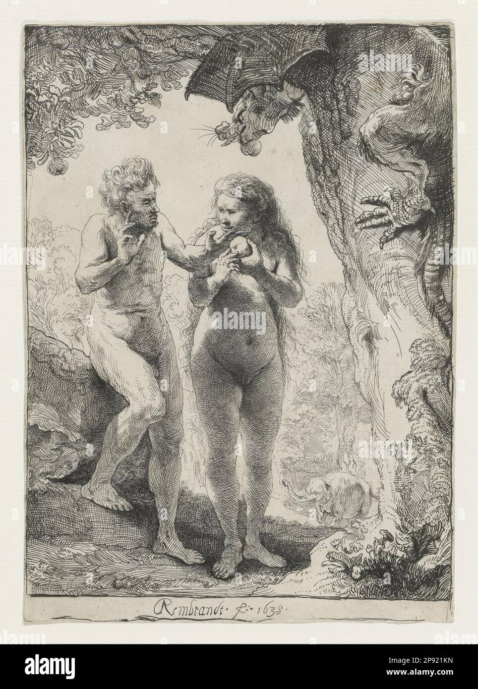 Adam und Eva 1638 von Rembrandt Stockfoto