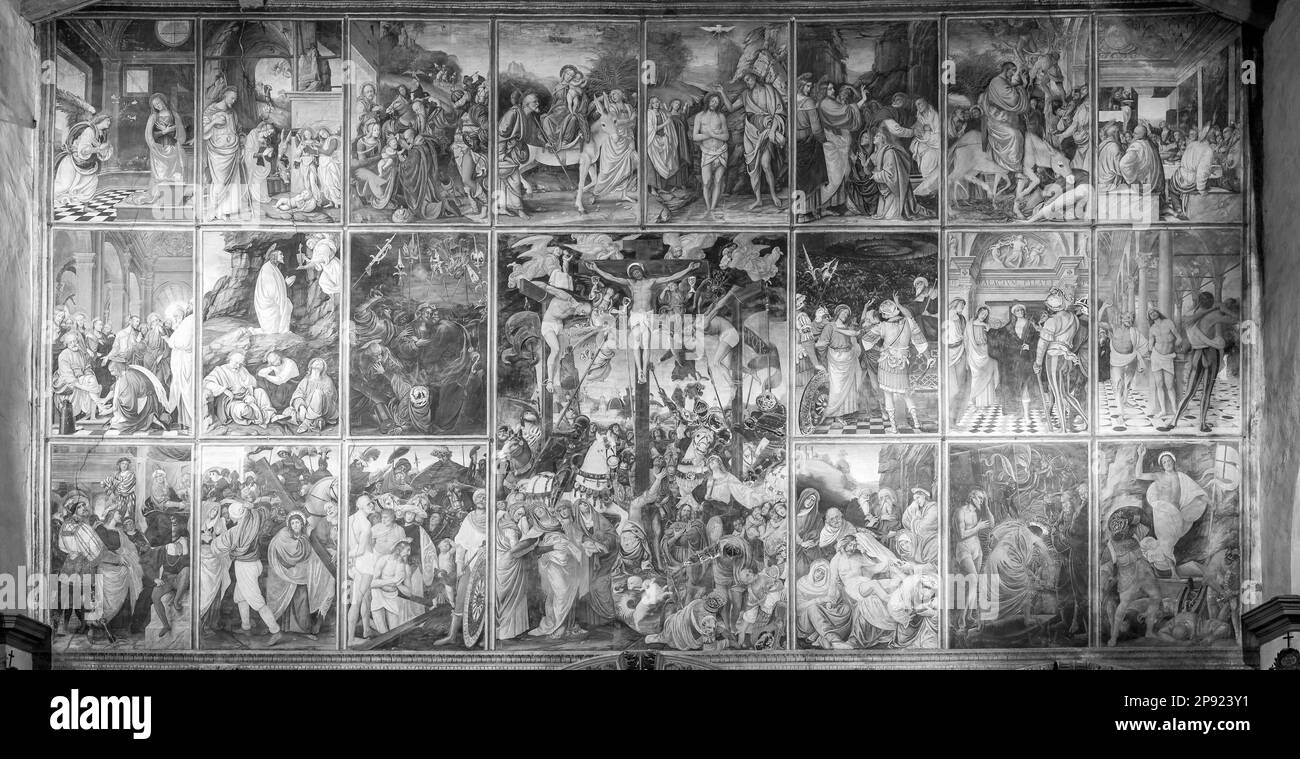 VARALLO, ITALIEN - Juni 2020: Dieses Meisterwerk der Renaissance wurde in der Kirche Santa Maria delle Grazie in Varallo Sesia von Gaudenzio erschaffen Stockfoto