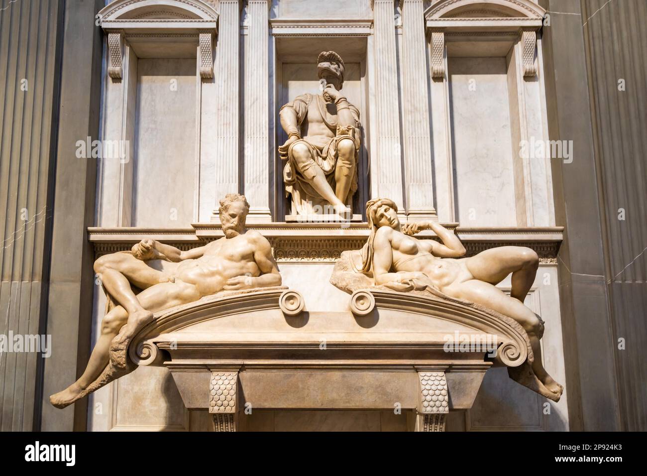 Florenz, Italien - ca. Juli 2021. Medici Chapels Interior - Cappelle Medicee. Michelangelo Renaissance-Kunst Stockfoto