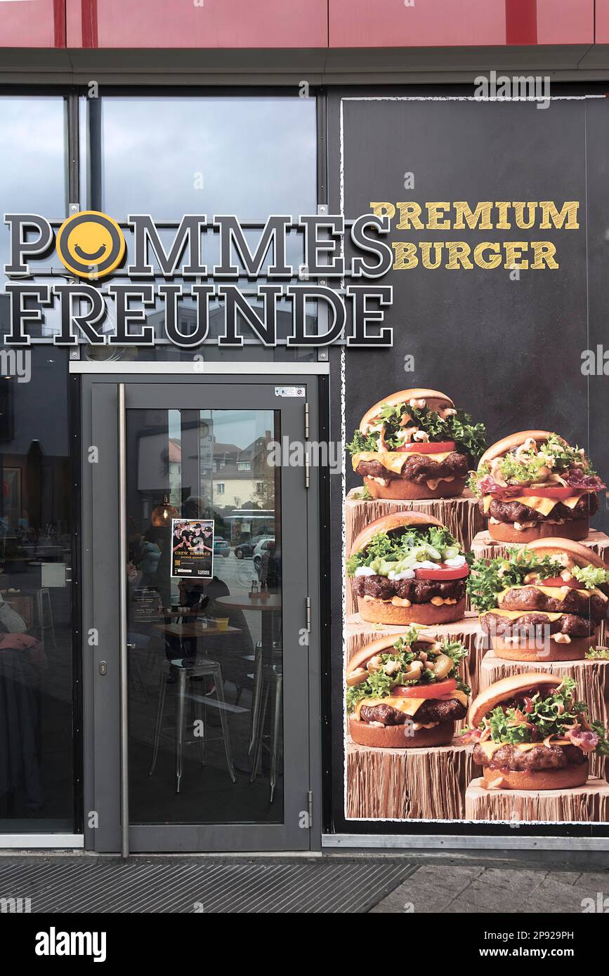 Werbung für Premium Burger, Erlangen, Mittelfrankreich, Bayern, Deutschland Stockfoto