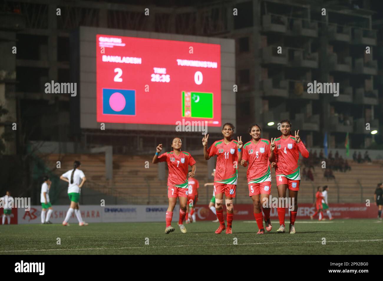Bangladesch unter 20 Jahren die Fußballmannschaft der Frauen hat sich für die nächste Runde der Asien-Pokal-Qualifikatoren-kic des Asiatischen Fußballverbands U-20 qualifiziert Stockfoto