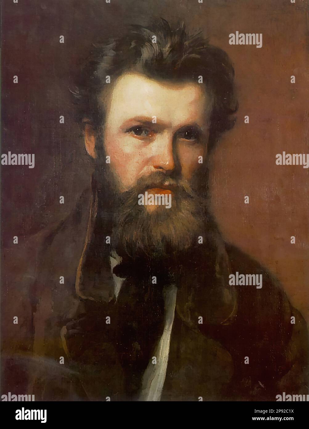 Székely Bertalan - Izsó Miklós portréja - Magyar Iskola - XIX - Székely Bertalan - Portrait of Miklós Izsó - Ungarische Schule - 19. Jahrhundert Stockfoto