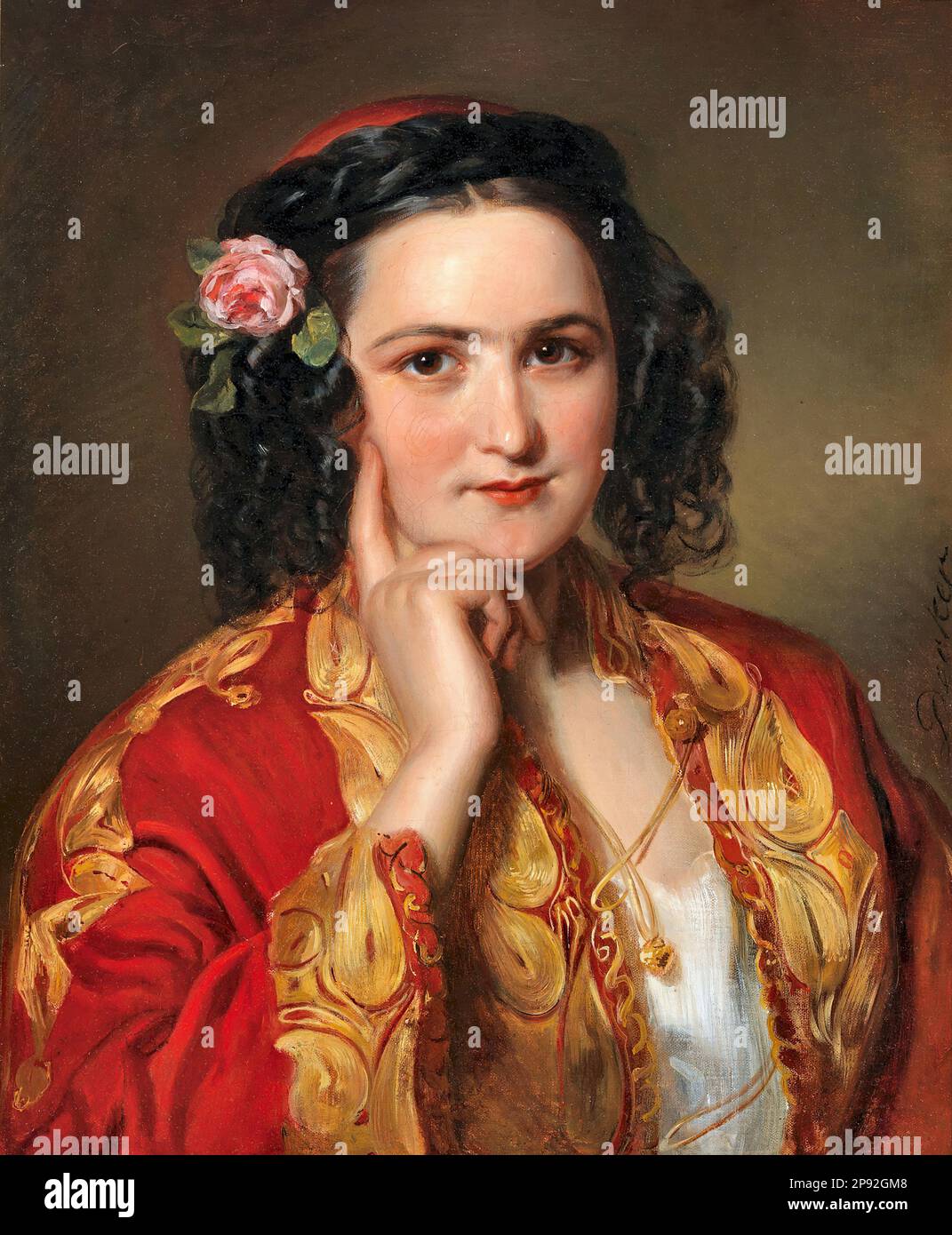 Decker Georg - Görögruhás hölgy portréja - Magyar Iskola - XIX Decker Georg - Portrait of a Lady in Greek Costume - Ungarische Schule - 19. Jahrhundert Stockfoto