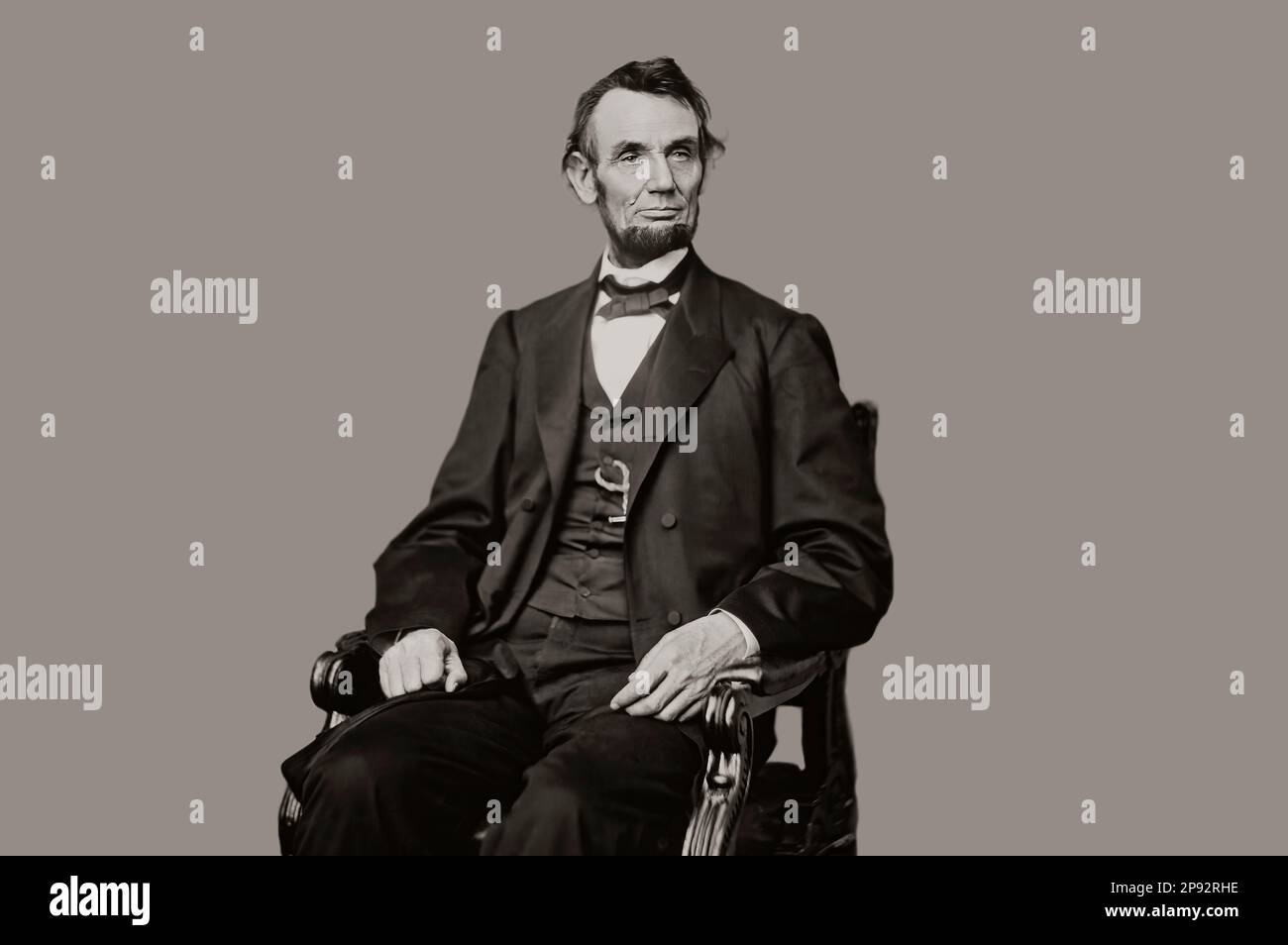 Abraham Lincoln, 1809-1865, 16. Präsident der Vereinigten Staaten, Porträtfoto von Mathew B. Brady, digital restauriert Stockfoto