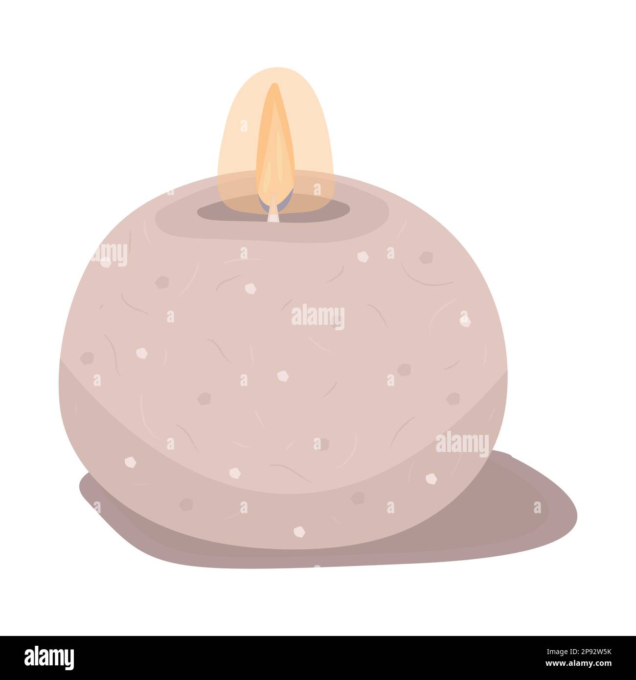 Beige Kerze mit Flamme, farbenfrohe Illustration Stock Vektor