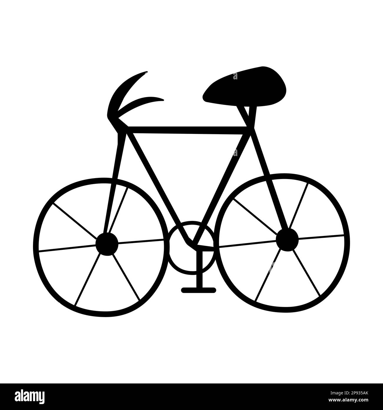 Hübsches vereinfachtes Fahrrad, schwarze Illustration auf weißem Hintergrund Stock Vektor