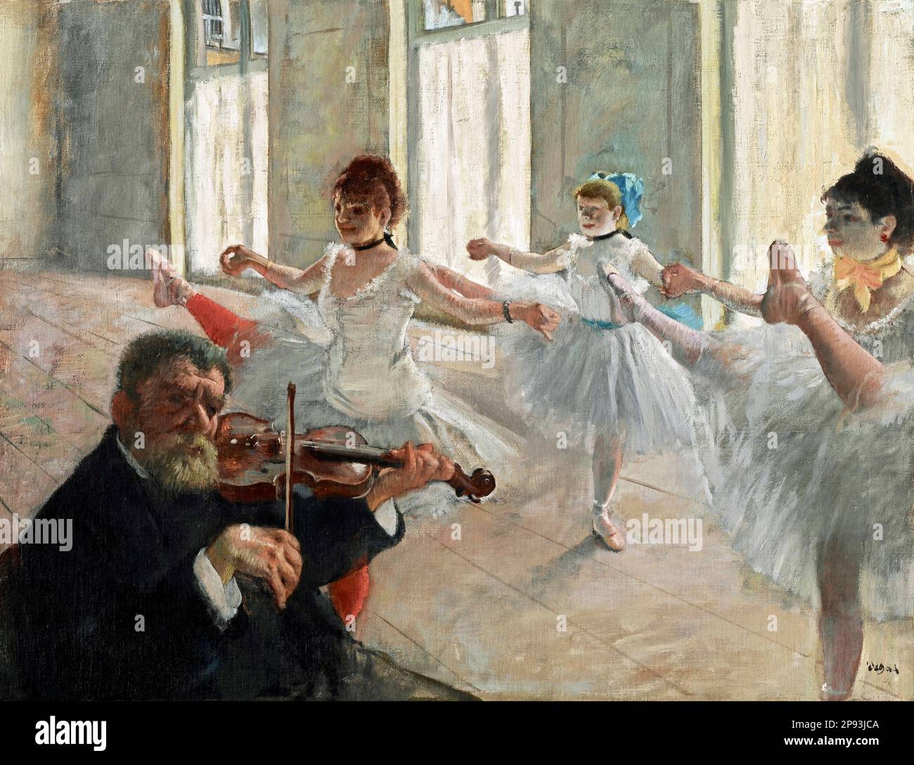 Entgasen. Gemälde mit dem Titel „The Prohearsal“ von Edgar Degas (1834-1917), Öl auf Leinwand, c. 1878-79 Stockfoto