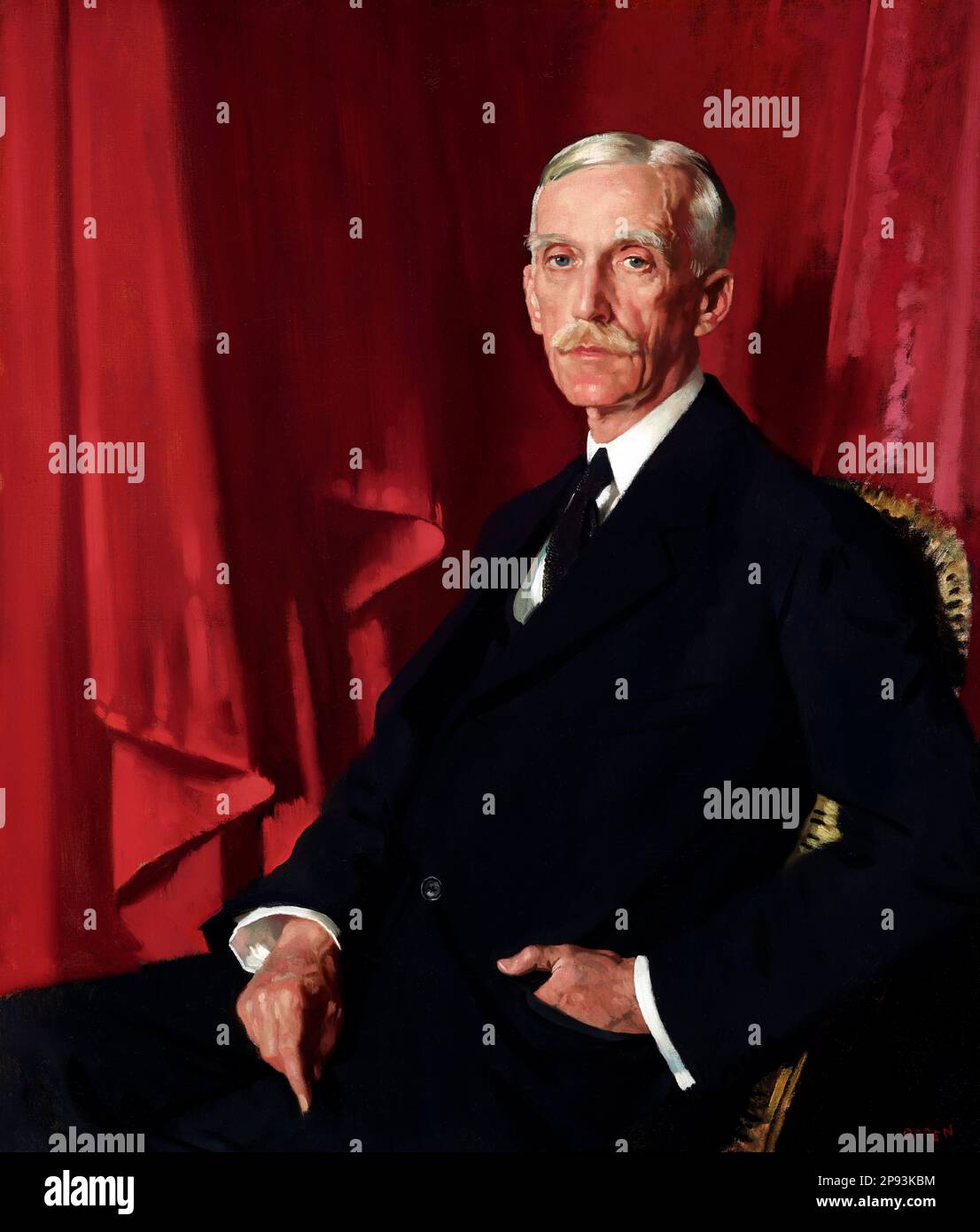 Andrew Mellon. Porträt des amerikanischen Bankiers und Politikers Andrew William Mellon (1855-1937) von William Orpen, Ol on Canvas, 1924 Stockfoto