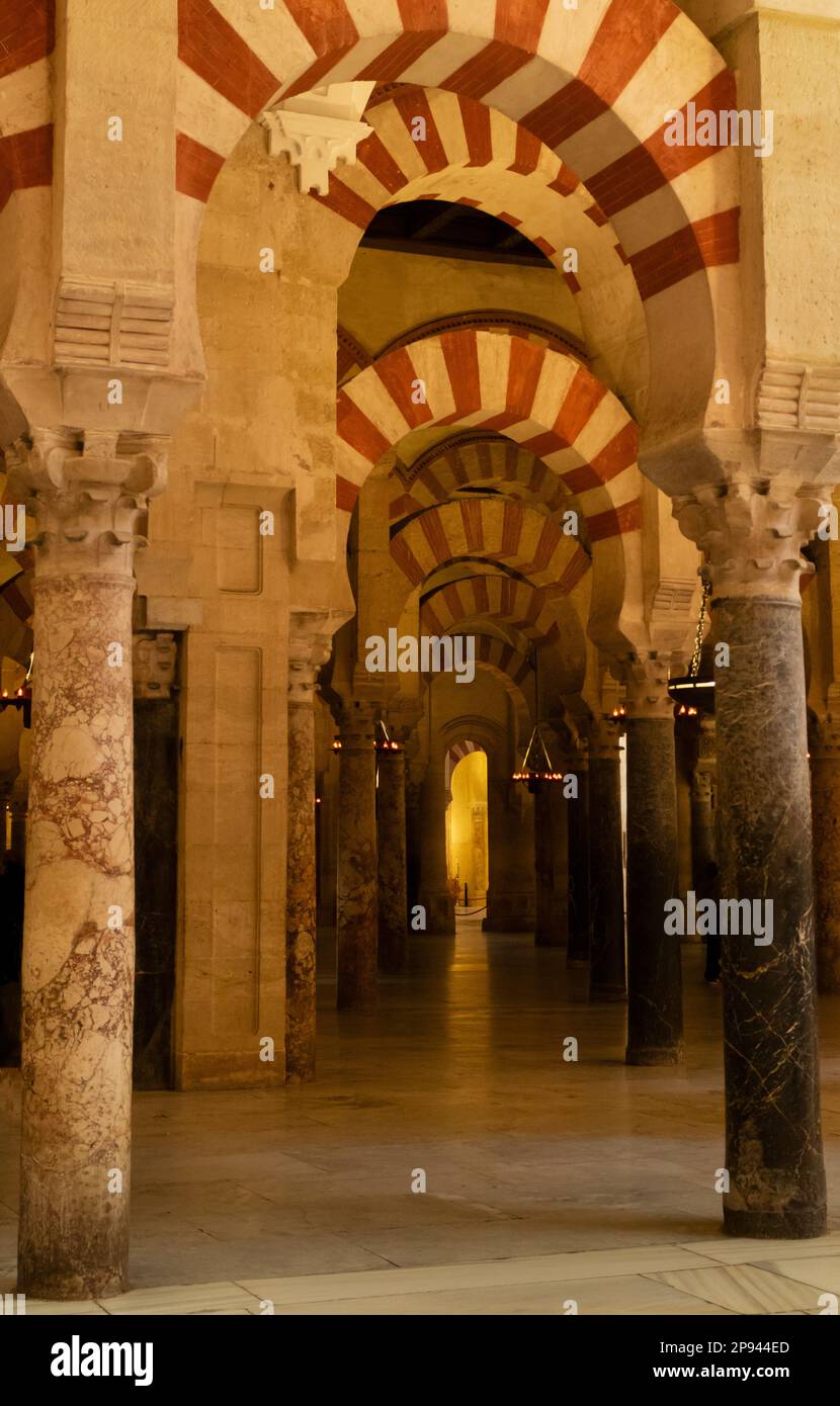Innenseite der Großen Moschee von Cordoba oder La Mezquita, Cordoba, Provinz Cordoba, Andalusien, Südspanien. Das historische Zentrum von Cordoba ist eine UN Stockfoto