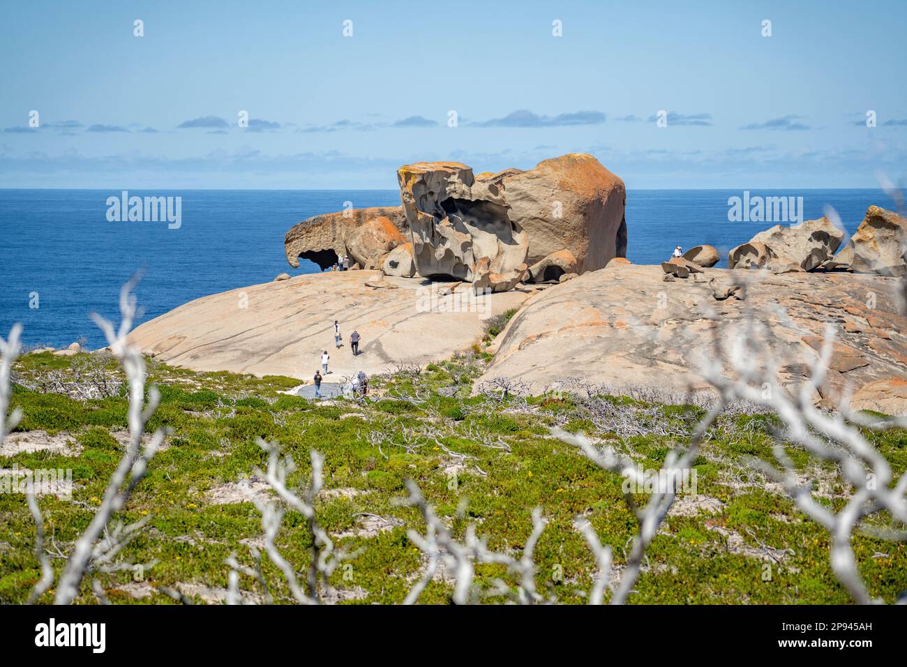 Blick auf The Remarkable Rocks, Flinders Chase National Park, Kangaroo Island, Südaustralien, Australien Stockfoto