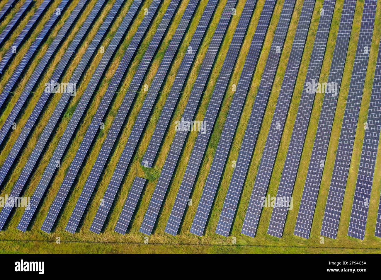 Dortmund, Nordrhein-Westfalen, Deutschland - Solarpark Deusenberg. Die bodenmontierte Anlage befindet sich auf einer ehemaligen Deponie in Dortmund Deusen Stockfoto