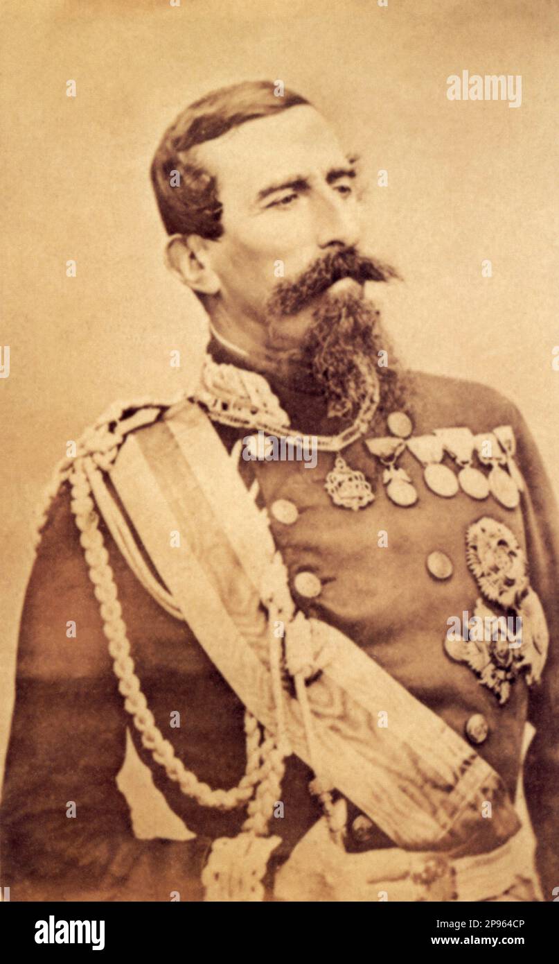 1860 c, ITALIEN : der italienische General Alfonso Ferrero LA MARMORA ( Torino 1804 - Firenze 1878 ) , Porträt von Duroni und Murer , Italien .- POLITIKER - POLITIKER - POLITIKER - POLITIKER - POLITICA - RISORGIMENTO - Militäruniform - uniforme divisa militare - Medaglia - medaglie - Medaillen - Rituto - Baffi - barba - Bart - Schnurrbart - Unità d' Italia - Risorgimento - foto storiche - foto storica - Bart - barba - Archivio GBB Stockfoto