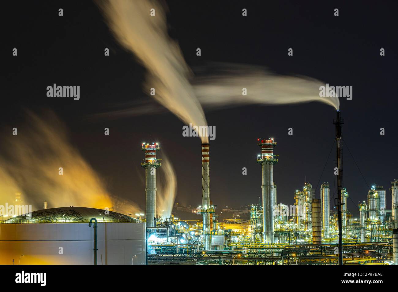 Repsol-YPF Öl-Raffinerie. Tarragona Provinz, Katalonien, Spanien Stockfoto