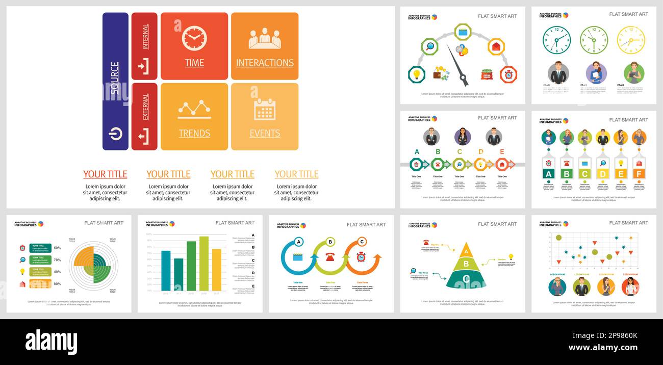 Vorlagenset für geometrische farbige Diagramme Stock Vektor