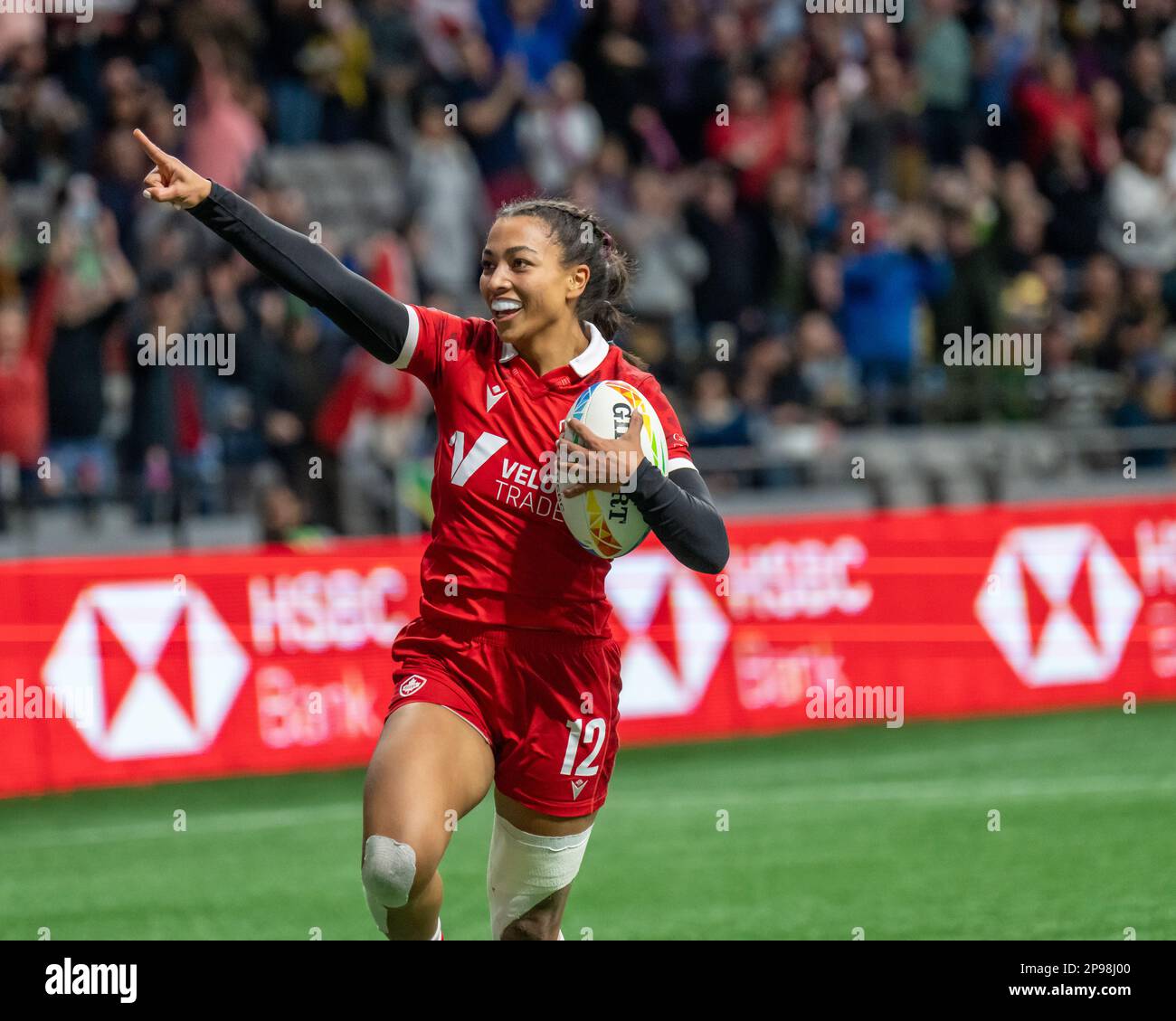 Vancouver, Kanada. 5. März 2023. Keyara Wardley aus Kanada tritt bei HSBC Canada Sevens gegen Fuji am BC Place auf. Kredit: Joe Ng/A. Stockfoto