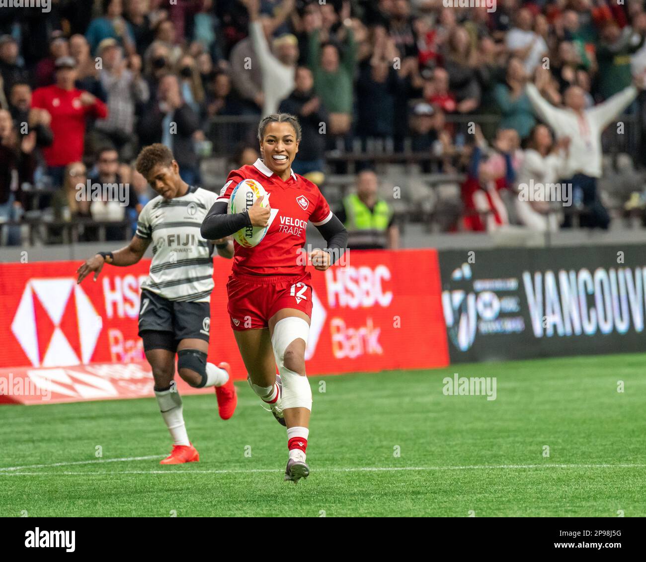 Vancouver, Kanada. 5. März 2023. Keyara Wardley aus Kanada tritt bei HSBC Canada Sevens gegen Fuji am BC Place auf. Kredit: Joe Ng/A. Stockfoto