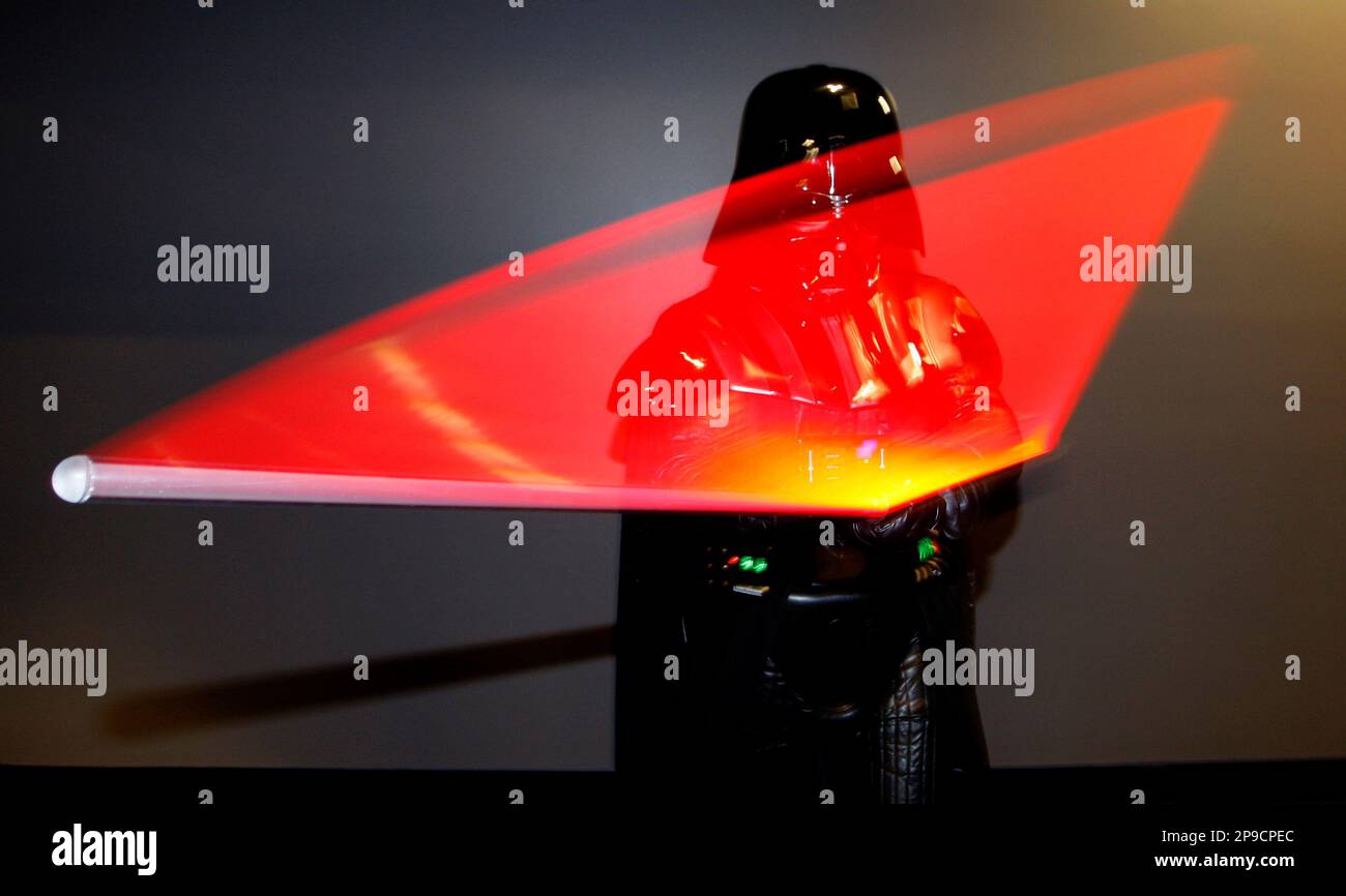 An actor dressed as a Darth Vader from the film series 