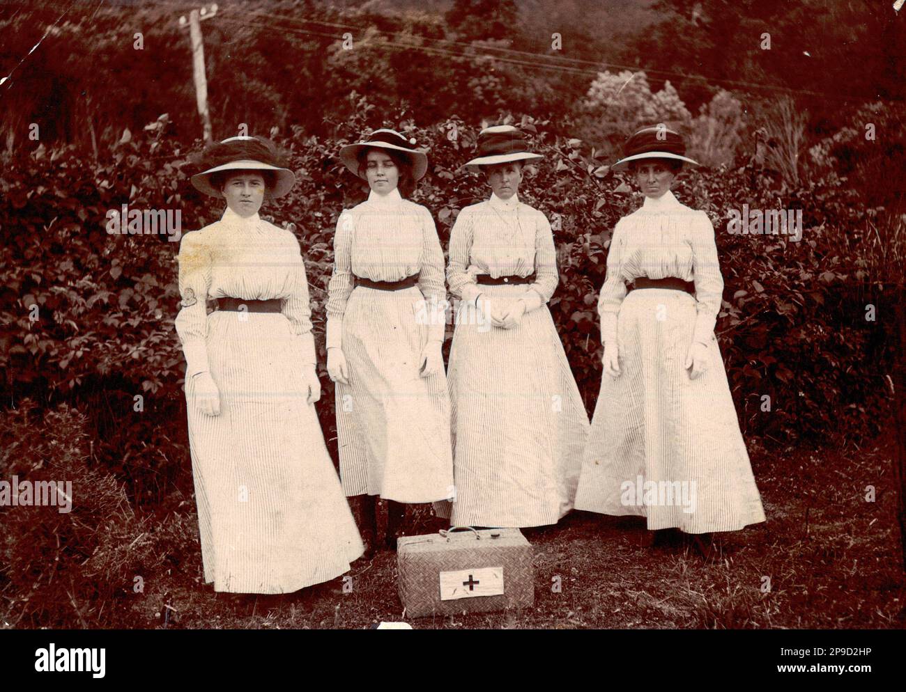 Krankenschwestern aus Greymouth, 1911, Westland, Neuseeland Stockfoto