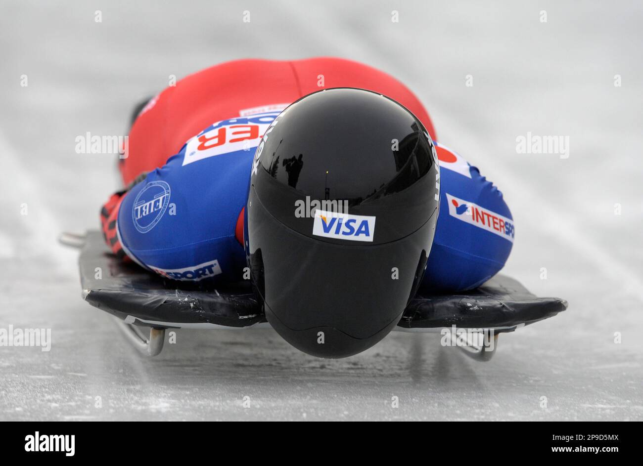 Canada's Mellisa Hollingsworth starts her first run in women's skeleton