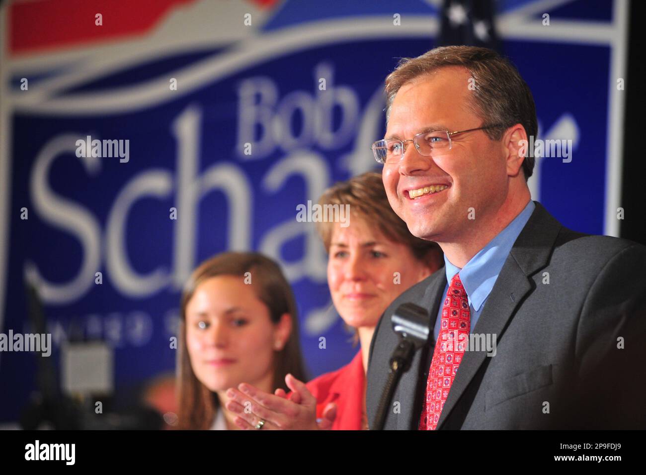 Bob Schaffer, Colorado Republican candidate for the 2008 US Senate, speaks at his election night rally in Littleton, CO. Tuesday, Nov. 4, 2008. (AP Photo/Bill Ross) Stockfoto