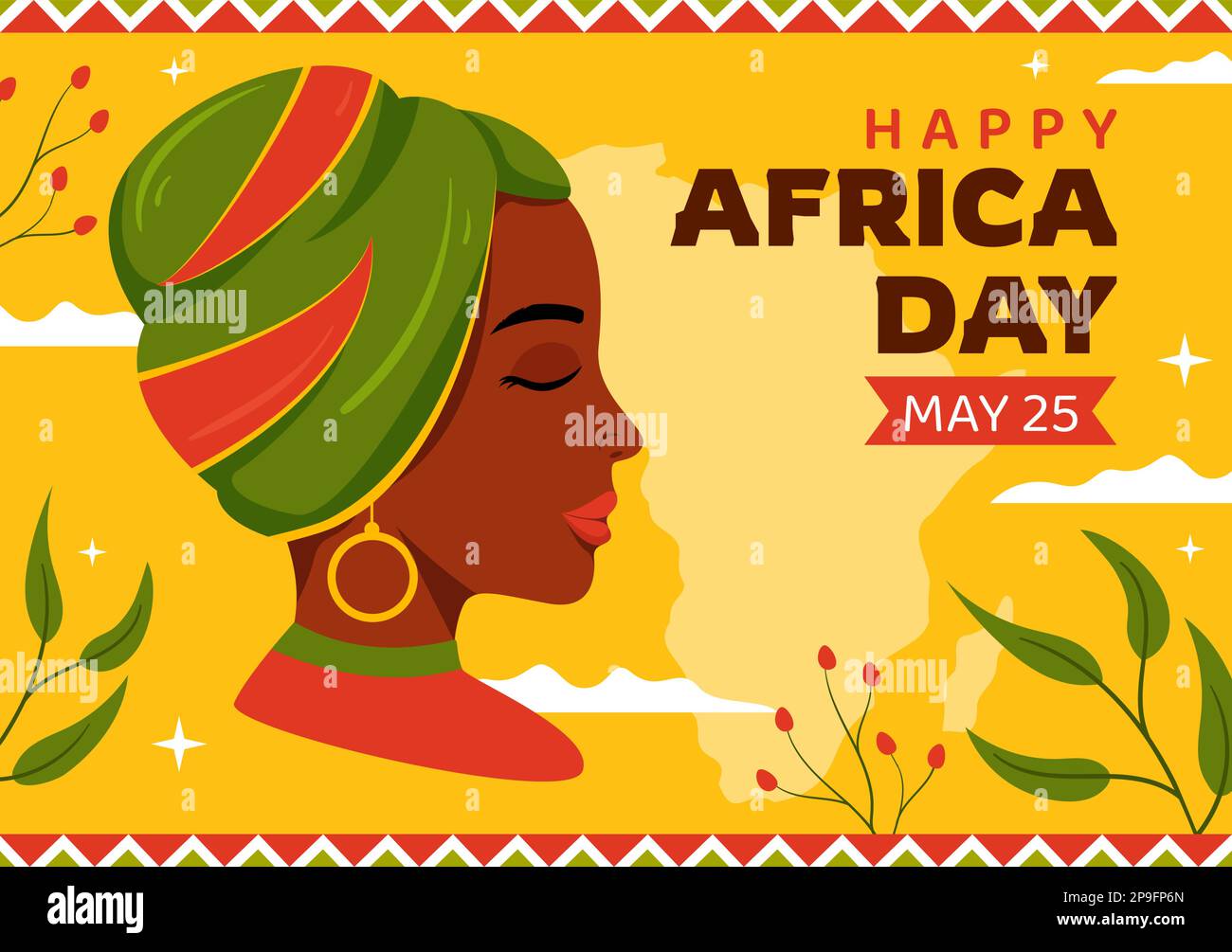 Happy Africa Day am 25. Mai Illustration mit afrikanischen Stammesfiguren der Kultur in flachem Cartoon, handgezeichnet für Webbanner oder Landing-Page-Vorlagen Stock Vektor