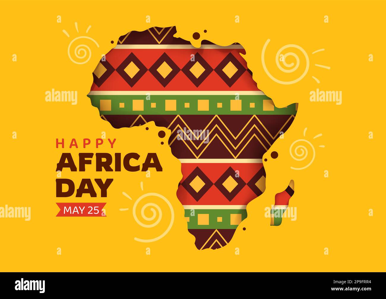 Happy Africa Day am 25. Mai Illustration mit afrikanischen Stammesfiguren der Kultur in flachem Cartoon, handgezeichnet für Webbanner oder Landing-Page-Vorlagen Stock Vektor
