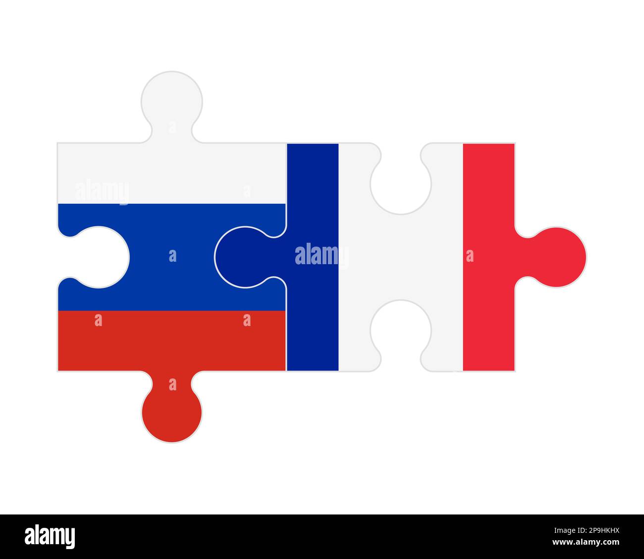 Zusammenhängendes Puzzle von Flaggen Russlands und Frankreichs , Vektor Stock Vektor