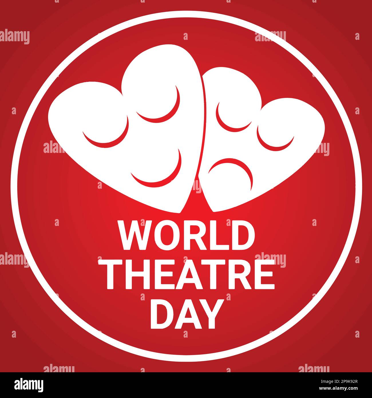 Design des World Theatre Day, Vektorgrafik EPS10 über Rot Stock Vektor