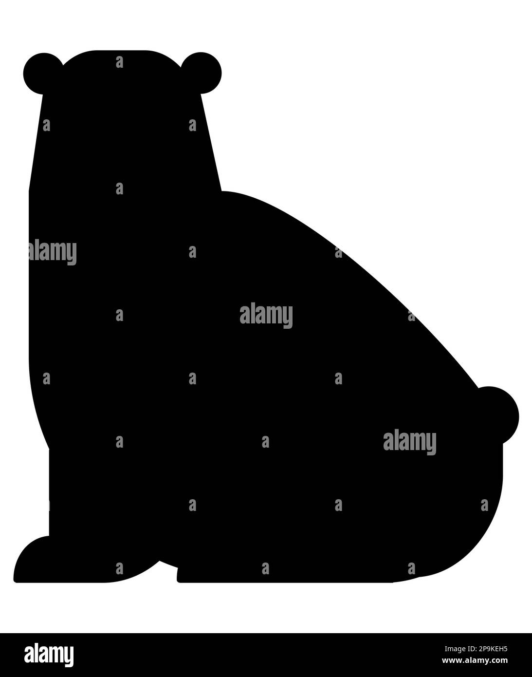 Bär- oder Eisbär-Cartoon-Silhouette Sitzen Vektor-Illustration Doodle Stock Vektor
