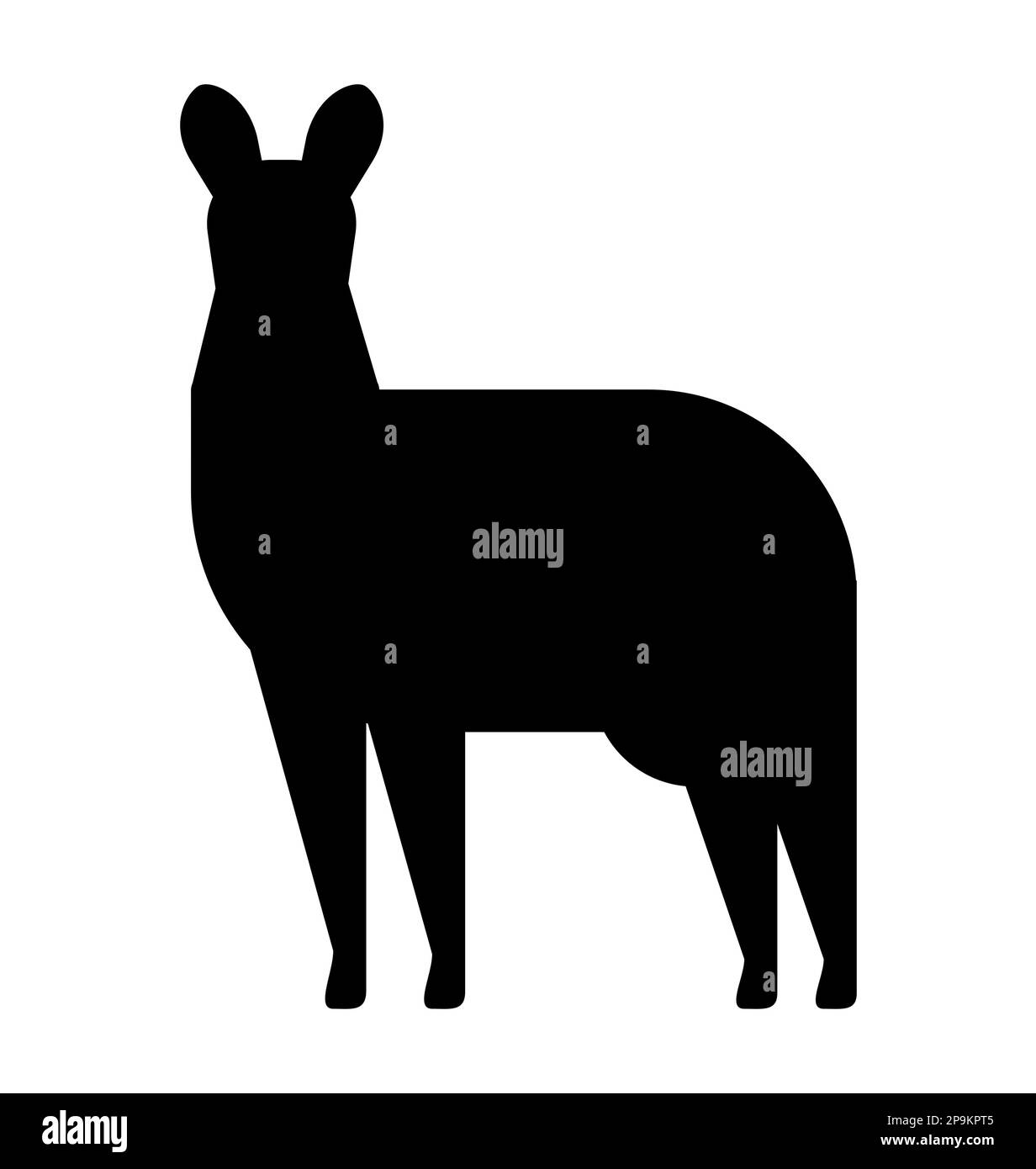 Schwarze Silhouette eines Alpakas für die Druckgestaltung Stock Vektor