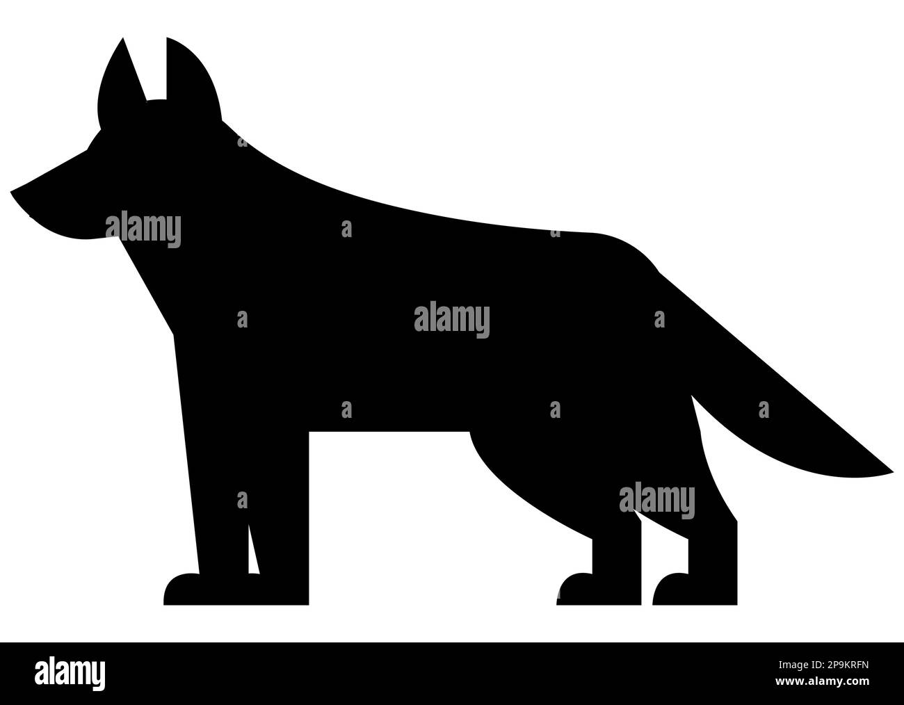 Hintere Silhouette eines Schäferhunds, Vektordarstellung, Wolfssilhouette Stock Vektor