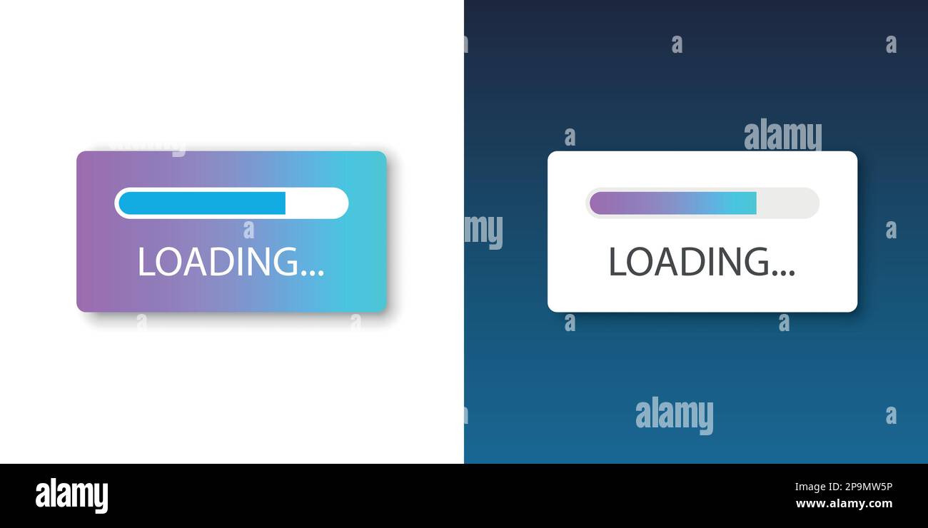Balkensymbol wird in flacher Form geladen. Vektordarstellung der Fortschrittsanzeige auf isoliertem Hintergrund. Download-Taste Geschäftskonzept signieren. Stock Vektor