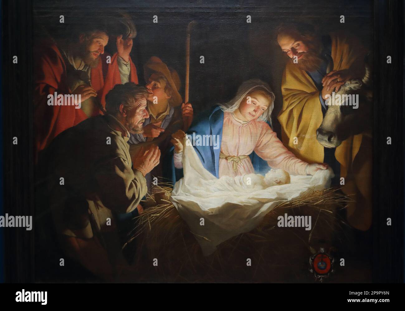 Die Anbetung der Hirten (die Adoration der Hirten) des niederländischen Malers Gerrit van Honthorst im Walraff-Richartz-Museum, Köln Stockfoto