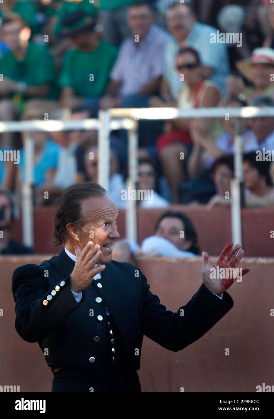 British matador Francis Evans during a bullfight in Villanueva de la