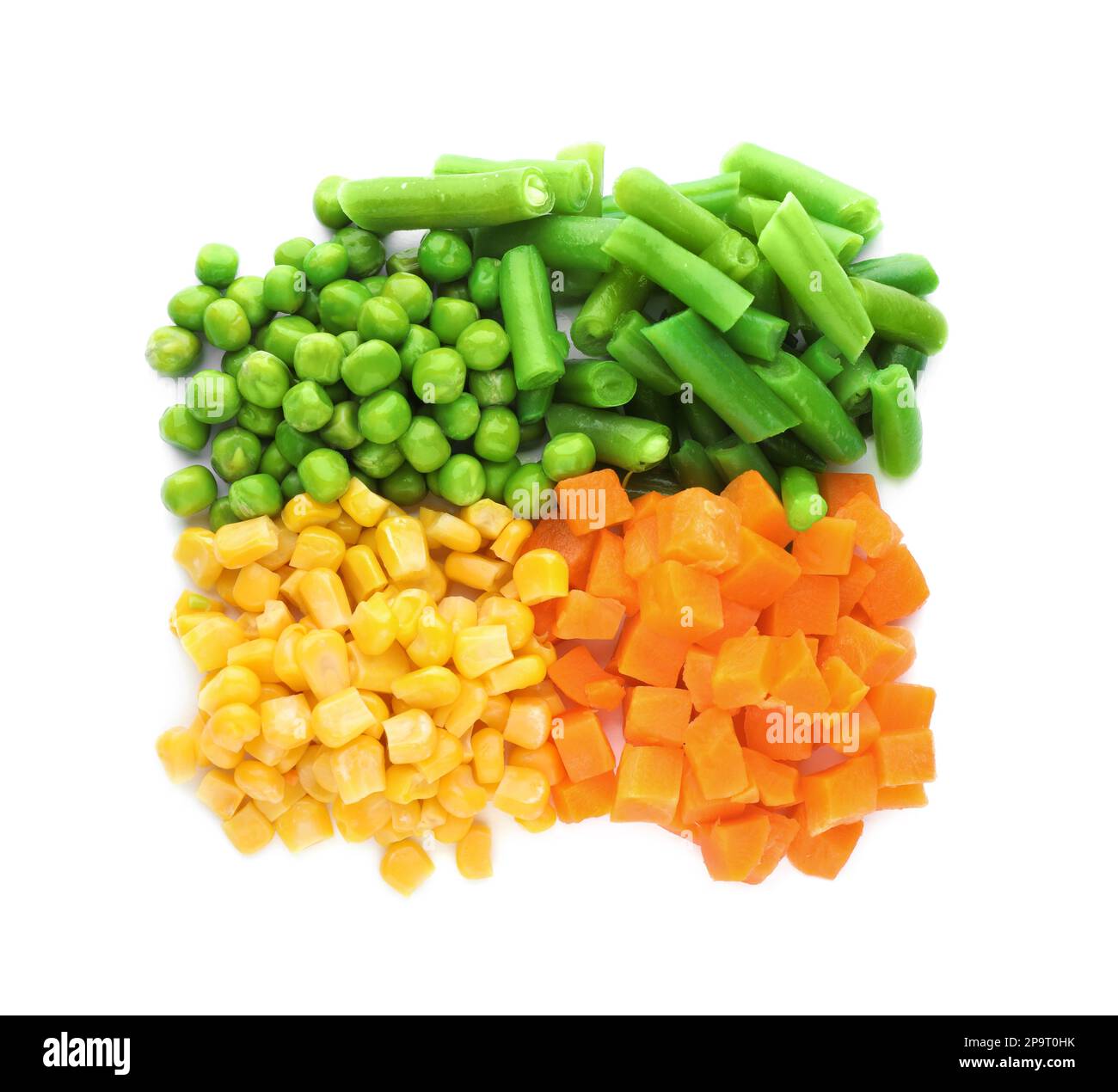 Sortierte Mischung aus frischem Gemüse auf weißem Hintergrund, Draufsicht Stockfoto