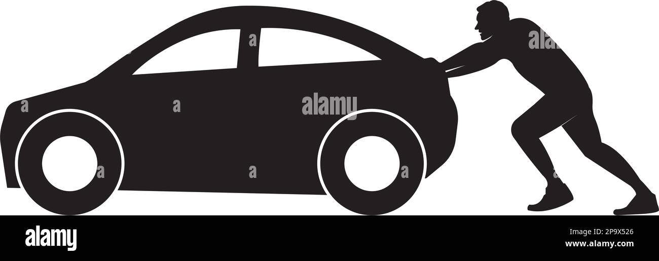 Das Auto-Symbol ist kaputt oder hat das Fahrzeug-Vektorbild-Flachdesign verschoben Stock Vektor