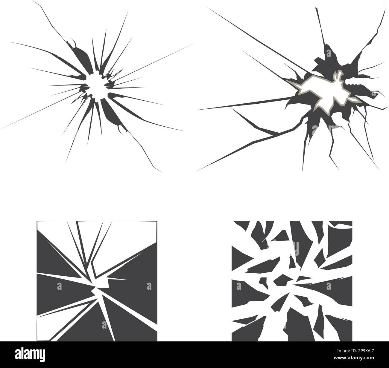 Design mit zerbrochenen Symbolen für Spiegelsymbole und Vektordarstellungen Stock Vektor