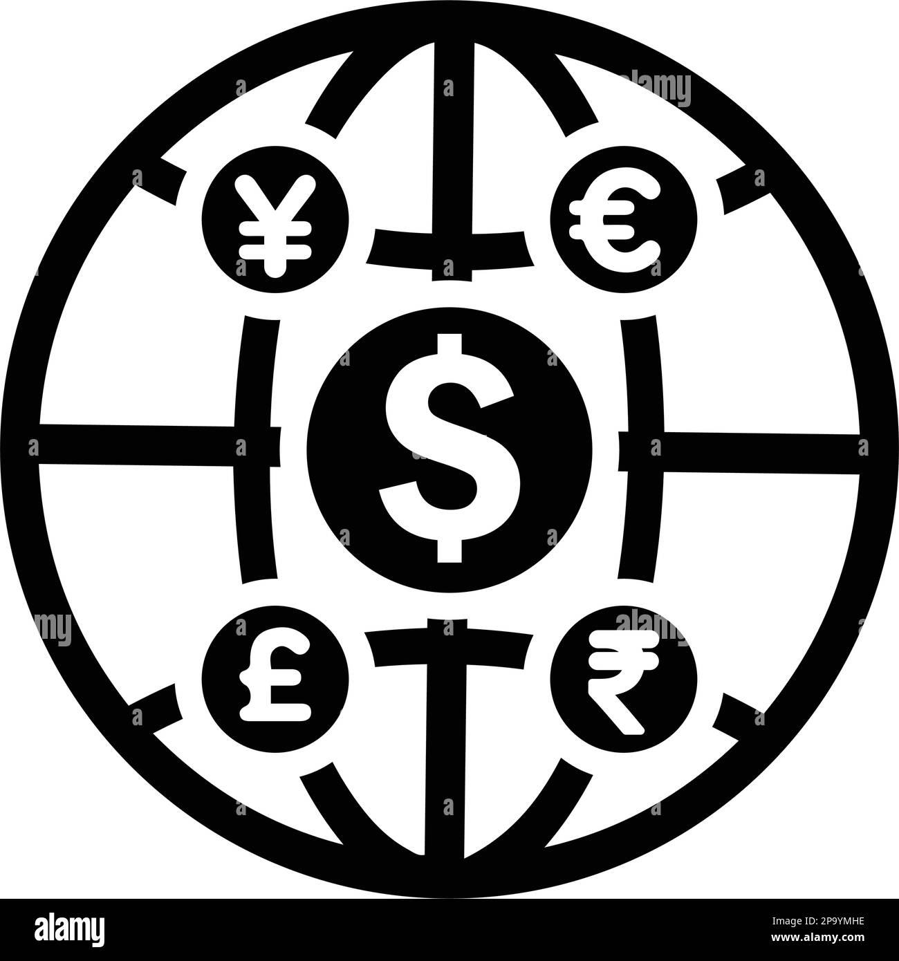 Währung, Finanzen, globale Investitionen, Geld Symbol. Verwendung für kommerzielle, Printmedien, Web oder jede Art von Design-Projekten. Stock Vektor