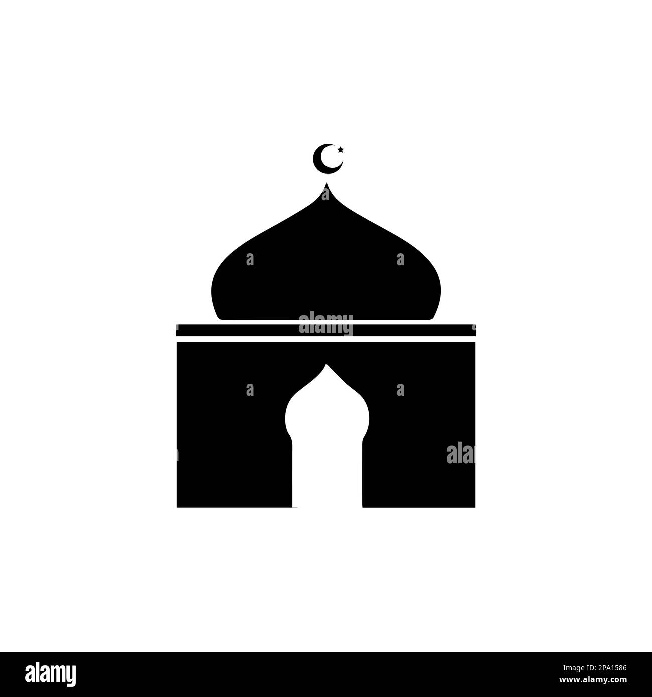 Moschee einfaches Symbol, islamischer Gottesdienst, muslimische Symbole, Vektordarstellung. Flacher Moschee-Ikon-Designvektor, Moschee-Silhouette. Hajj, umrah Stock Vektor