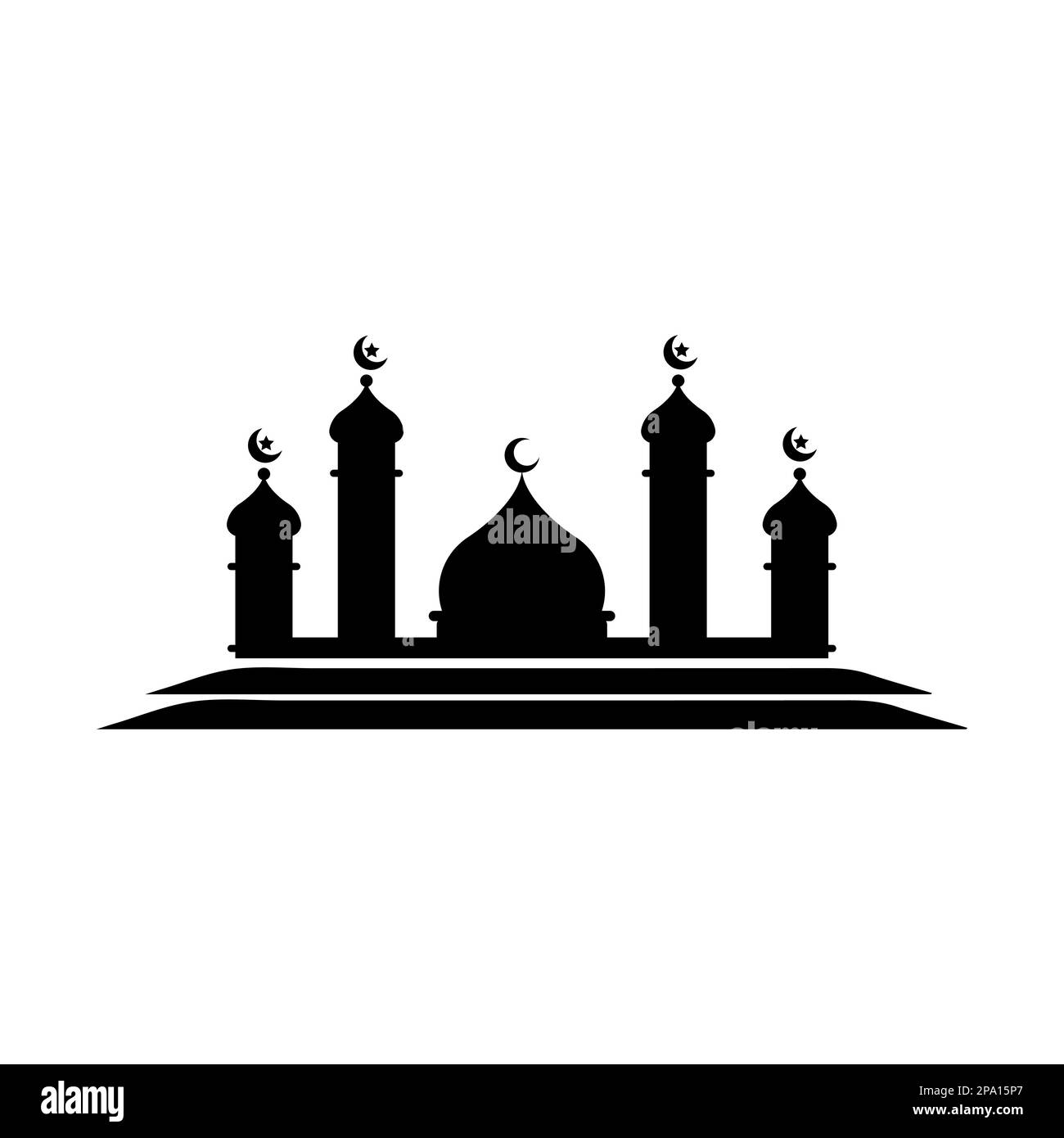 Moschee einfaches Symbol, islamischer Gottesdienst, muslimische Symbole, Vektordarstellung. Flacher Moschee-Ikon-Designvektor, Moschee-Silhouette. Hajj, umrah Stock Vektor