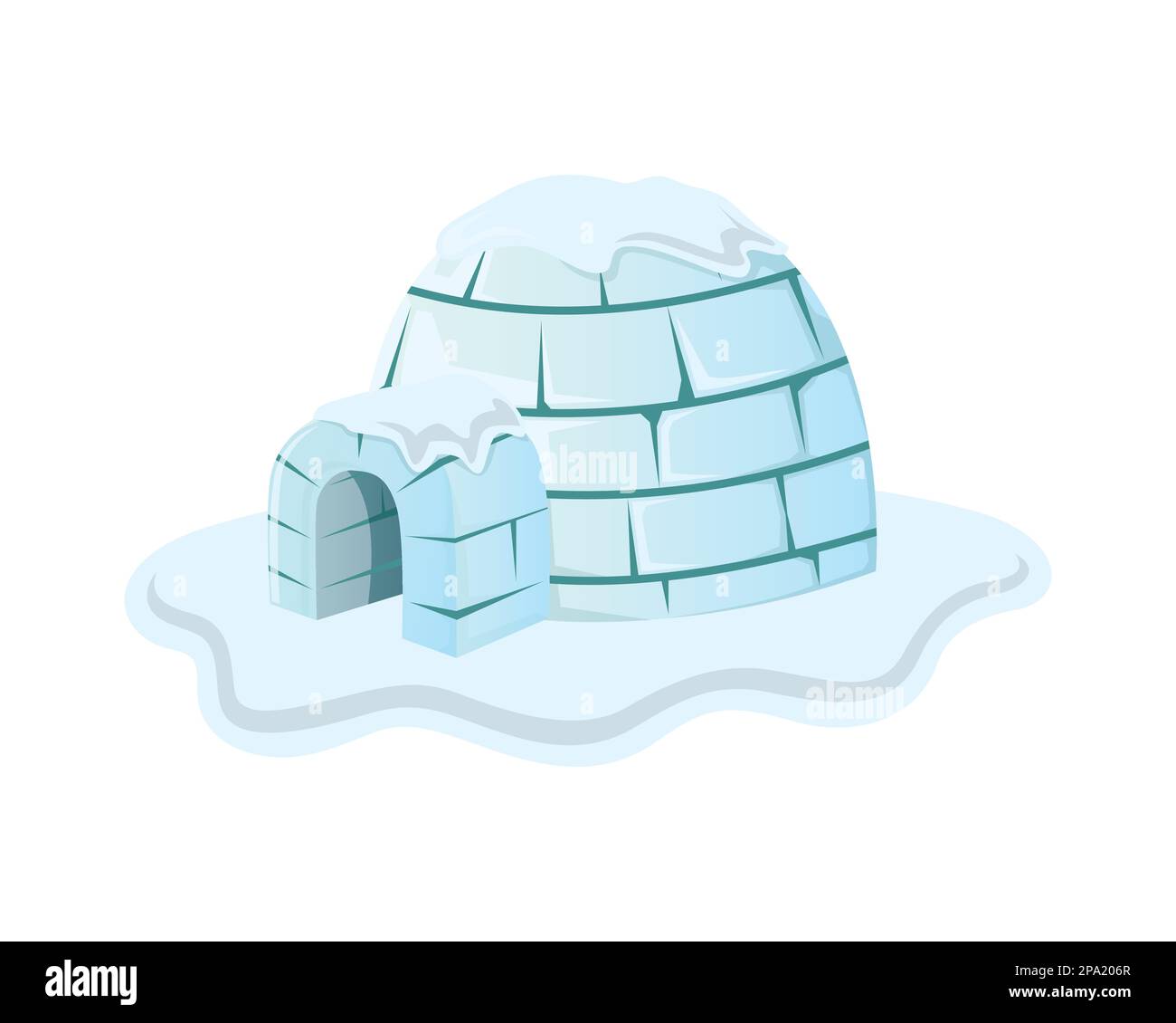 Iglu-Haus bedeckt mit Schnee-Illustration visualisiert mit halbdetaillierter Illustration Stock Vektor