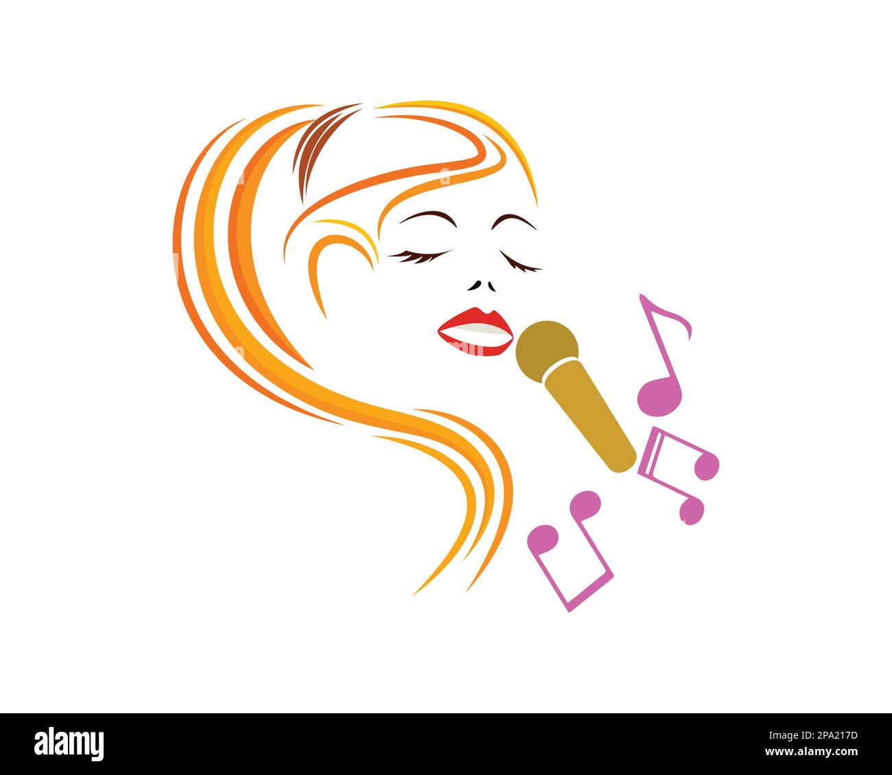 Frau singt Illustration visualisiert mit Simple Illustration Stock Vektor