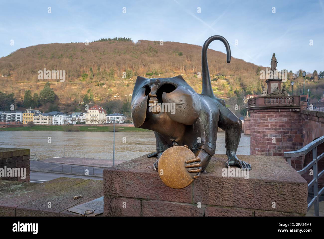 Heidelberg Bridge Monkey (Bruckenaffe) Skulptur an der Alten Brücke (Alte Brucke) - Heidelberg, Deutschland Stockfoto