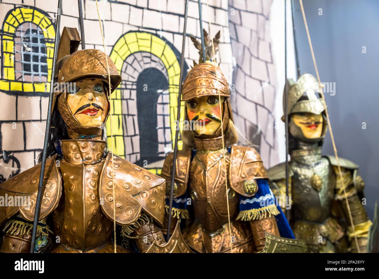 Original Pupo Siciliano (sizilianische Puppen) (Italien). Das sizilianische Marionettentheater gehört zum UNESCO-Weltkulturerbe Stockfoto