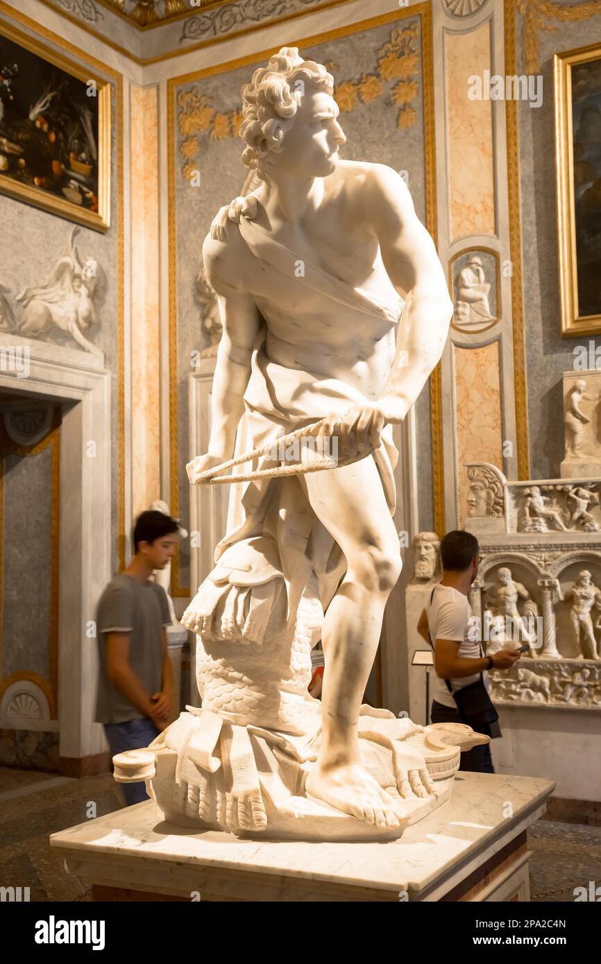 Rom, Italien, 24. AUGUST 2018: Gian Lorenzo Bernini Meisterwerk, David, datiert 1624 Stockfoto