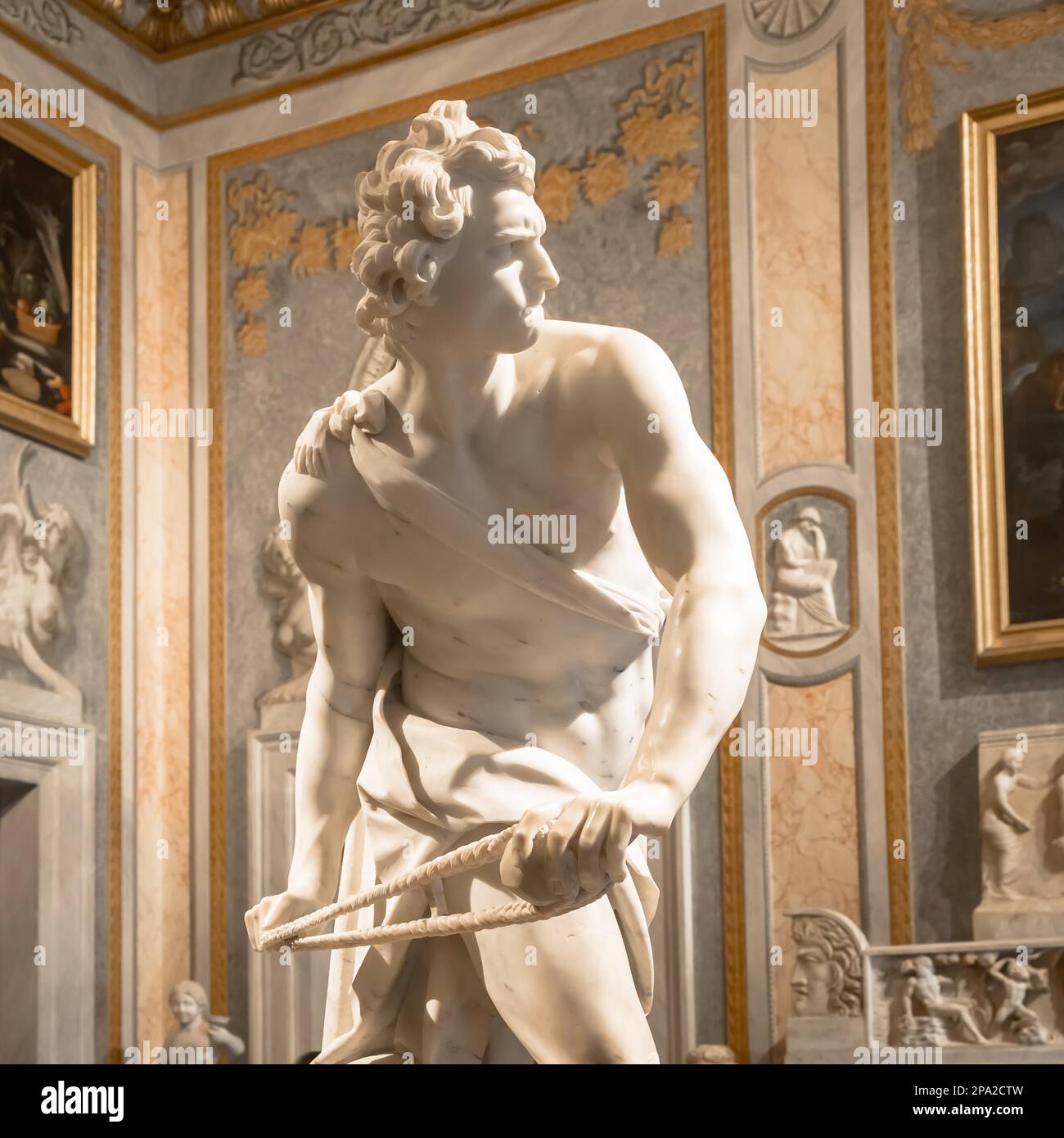 Rom, Italien, 24. AUGUST 2018: Gian Lorenzo Bernini Meisterwerk, David, datiert 1624 Stockfoto
