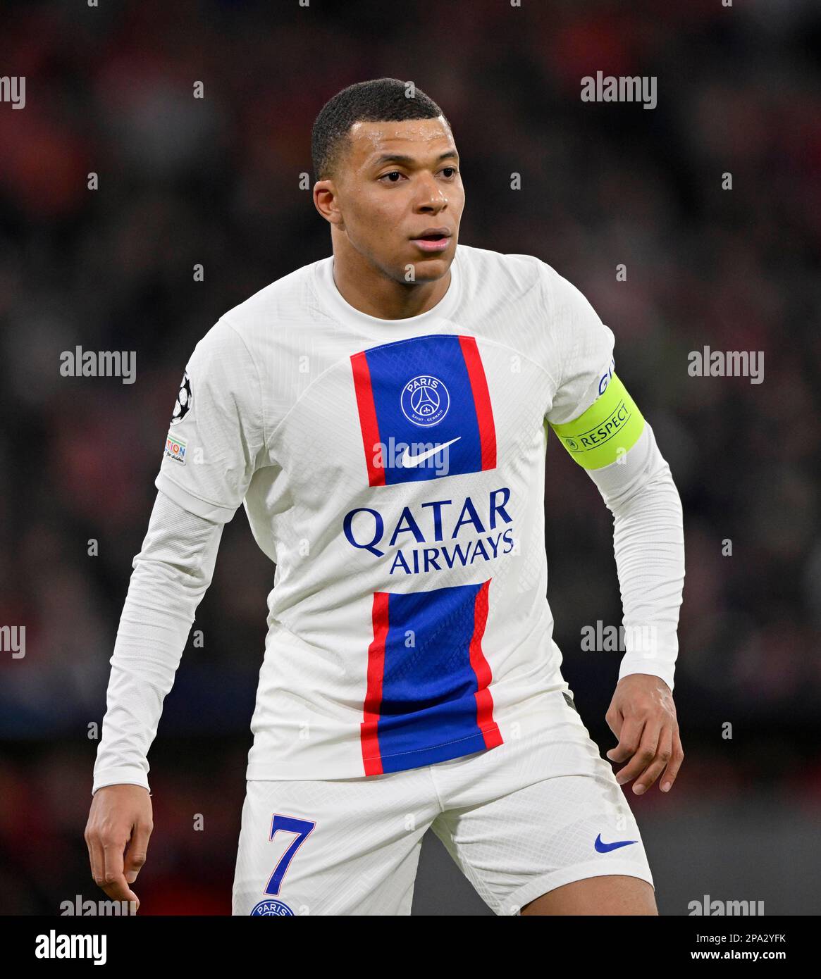 Kylian Mbappe Lottin FC Paris Saint-Germain PSG (07), CL, Champions League-Spiel, Allianz Arena, München, Bayern, Deutschland Stockfoto