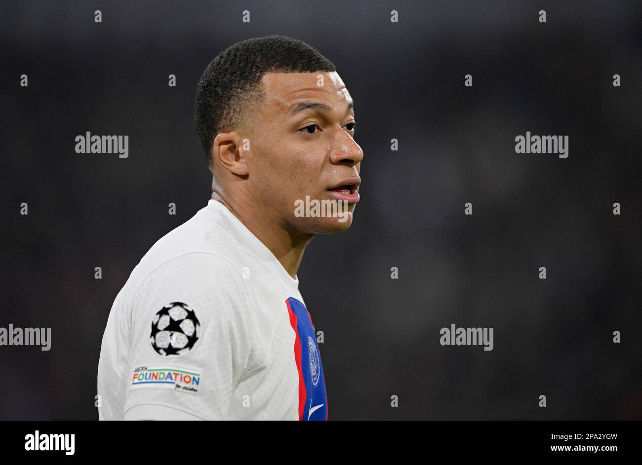 Kylian Mbappe Lottin FC Paris Saint-Germain PSG (07), CL, Champions League-Spiel, Allianz Arena, München, Bayern, Deutschland Stockfoto