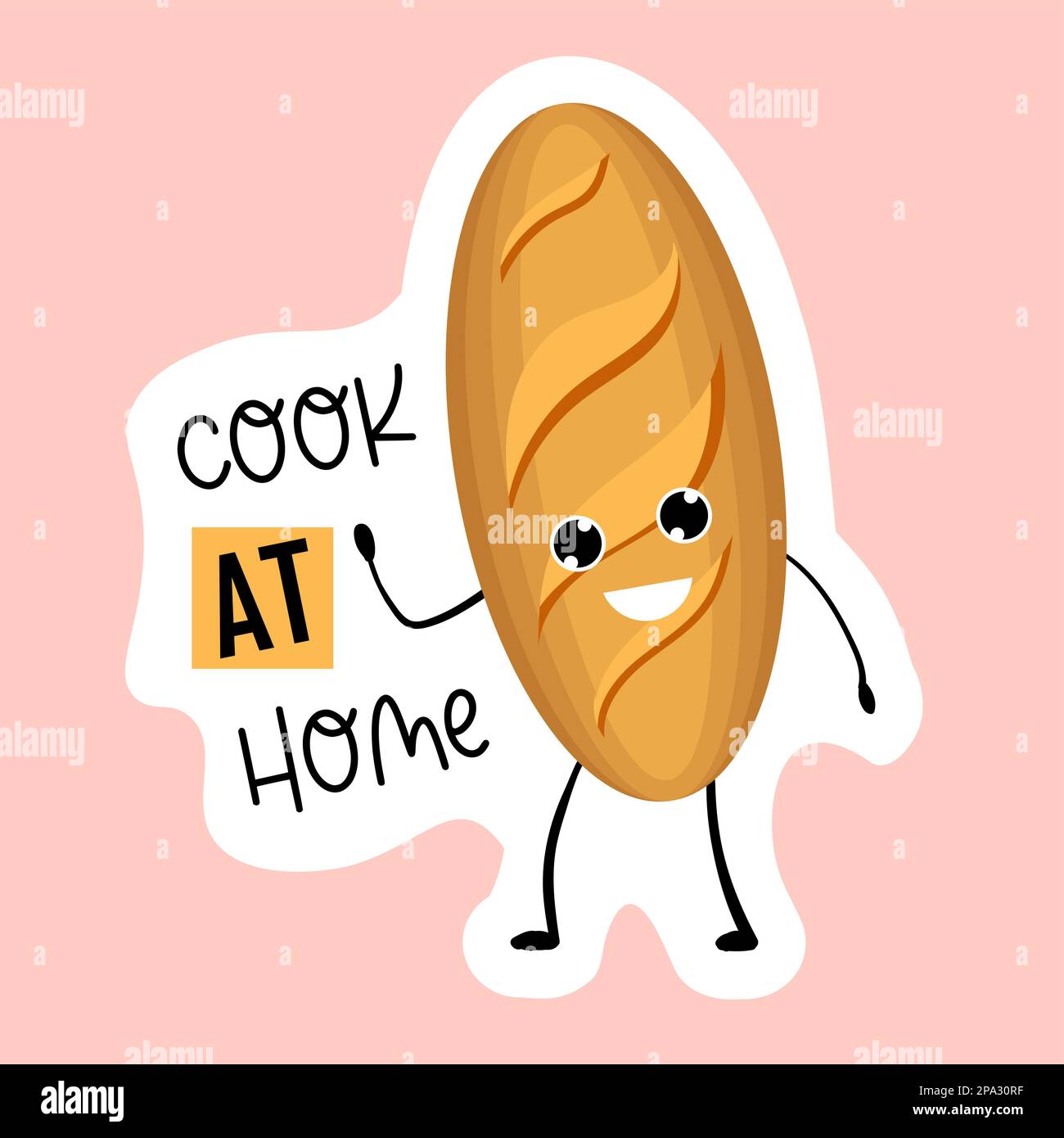 Sticker Koch zu Hause. Hausgemachter Laib. Bäckerei Logo. Vektordarstellung von Backwaren und Süßwaren. Stock Vektor