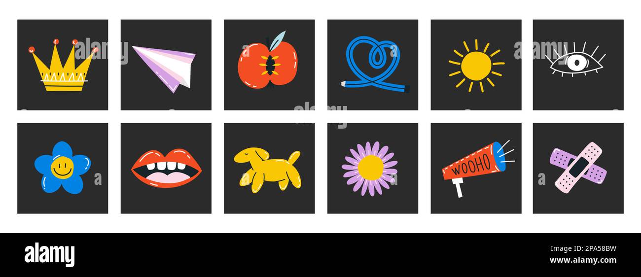 Abstrakte Formen, lustige komische, süße Charaktere. Stock Vektor